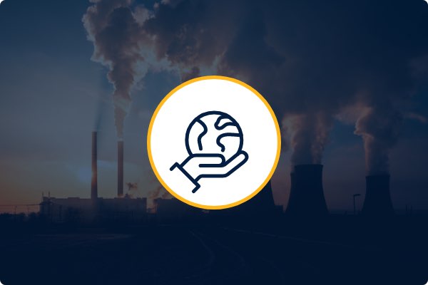 Setting an emissions target icon on a transparent blue background 