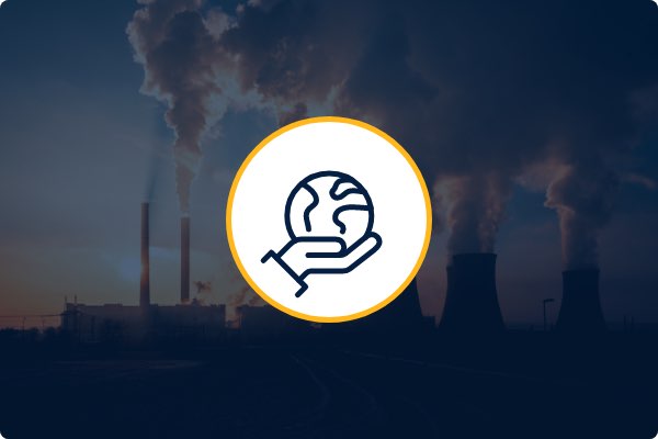 Setting an emissions target icon on a transparent blue background